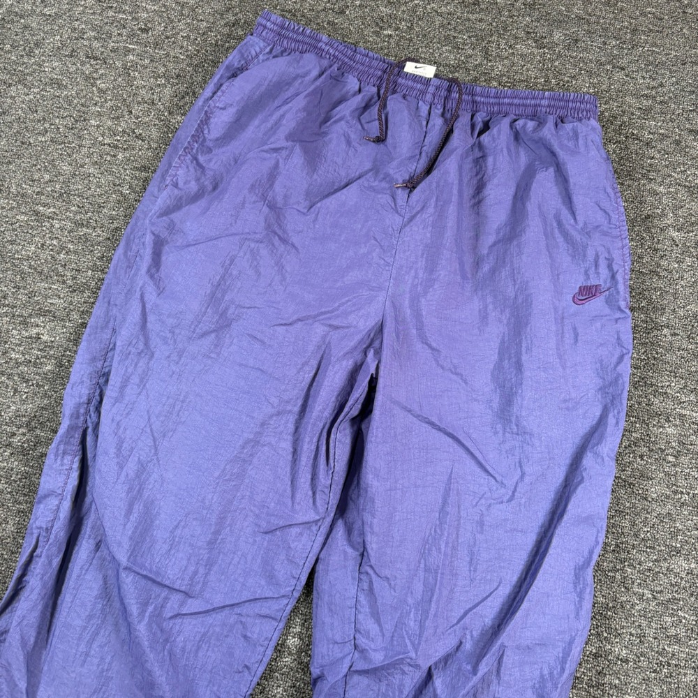 Nike Track Pants Mens Medium Purple Vintage Nylon Windbreaker Joggers
